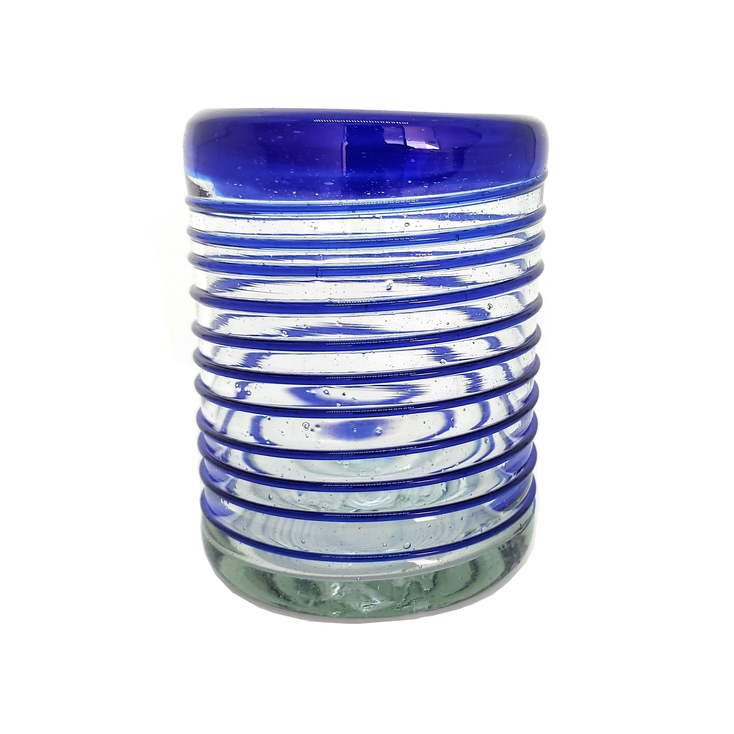 Ofertas / vasos chicos con espiral azul cobalto / �ste festivo juego de vasos es ideal para tomar leche con galletas o beber limonada en un d�a caluroso.